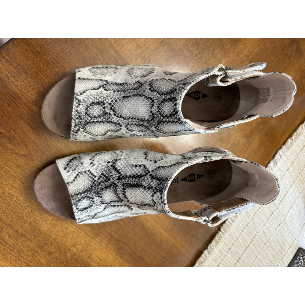 Jolimall Snake Skin Embossed Open Toe Wedge Sandals Womens Size 8‎